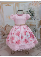 VESTIDO ROSA COM BORBOLETAS TAM. 2